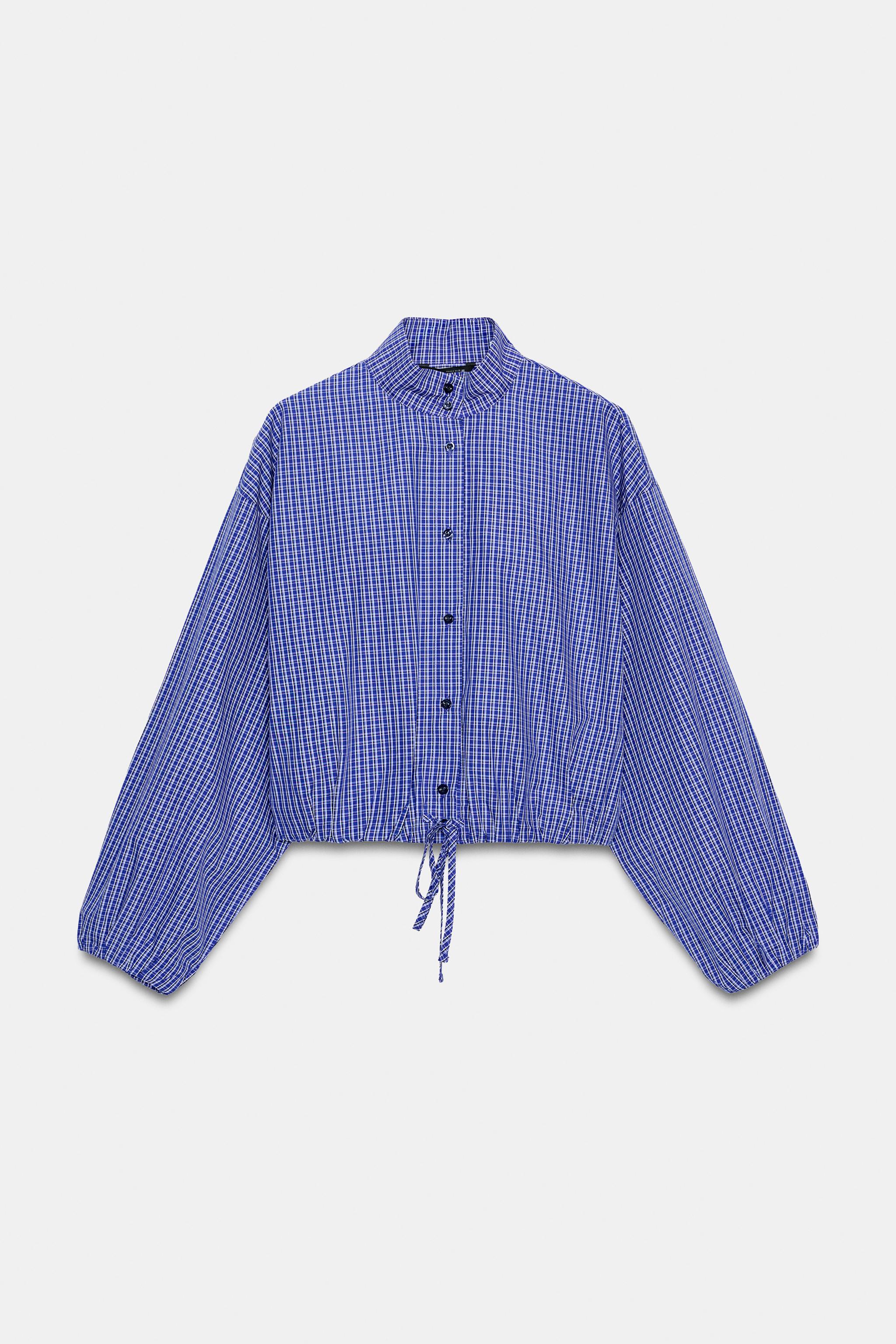 CHEMISE À CARREAUX ET MANCHES BOUFFANTES
